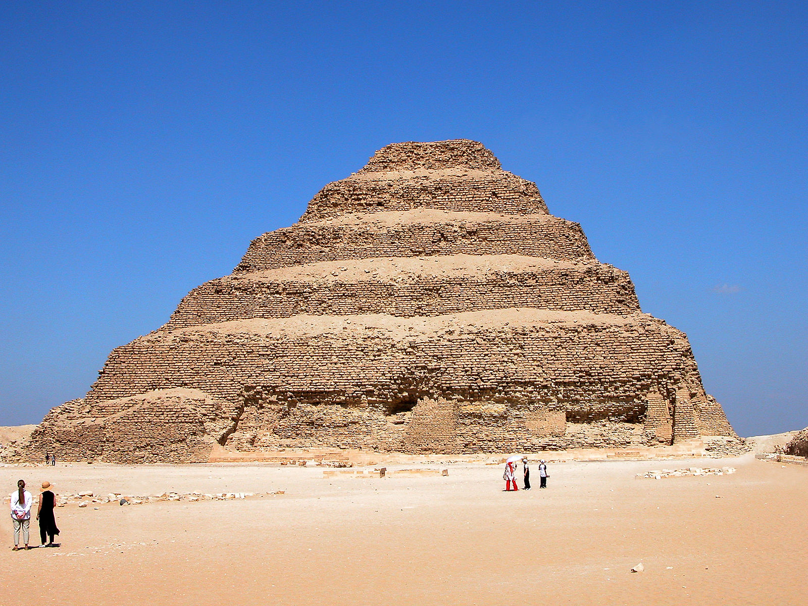 The Step Pyramid of Djoser is one of the earliest stone pyramids from Ancient Egypt, and has six layers of stacked stones.